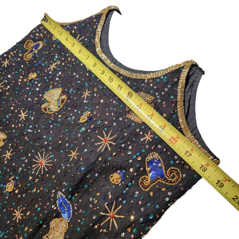 Vintage 80s Silk Beaded Celestial Camisole - Picture 8 of 9